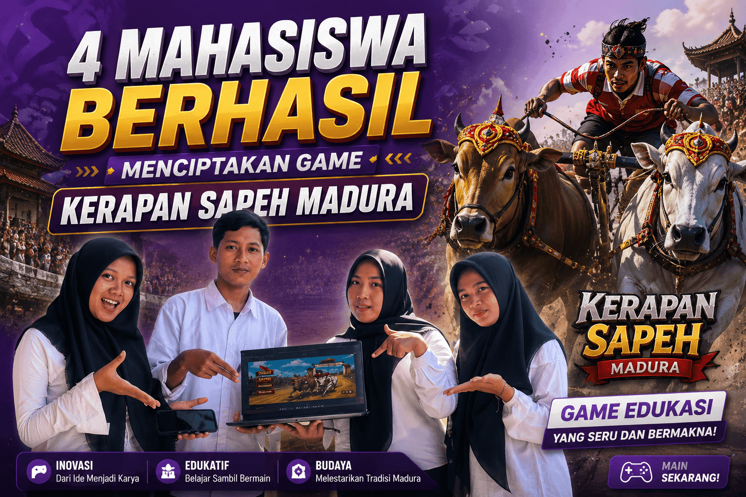 Mengangkat Budaya ke Era Digital, 4 Mahasiswa Kembangkan Game Edukasi Kerapan Sapeh Madura