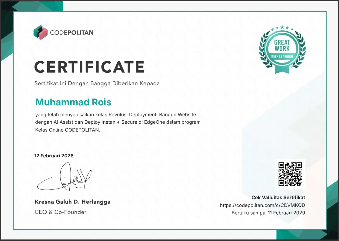 Bangun Website dengan AI Assist dan Deploy Instan Secure di EdgeOne